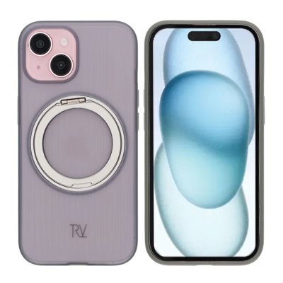 iPhone 15 RV Skal Roterande Magnet Stativ - Grå