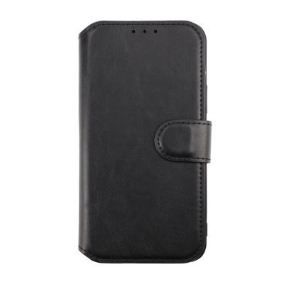 Rvelon iPhone 12 / 12 Pro TPU Läderfodral Ställ Minificka - Svart