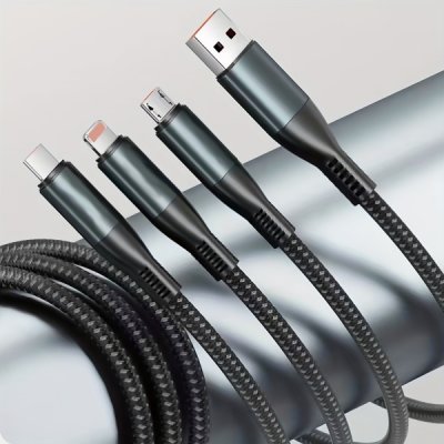 3-i-1 Kabel USB-A till Mikro/Type-C/Lightning