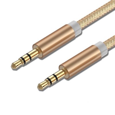 AUX kabel - Ljud kabel 3,5 mm - 1M Male till Male Guld