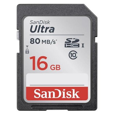 SanDisk Ultra SDHC Class 10 UHS-I 80MB/s 16GB Full HD