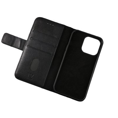iPhone 13 Pro Plånboksfodral Genuint Läder - Svart