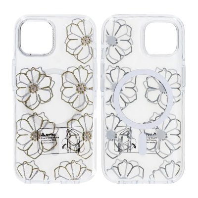 Mobilskal Magsafe till iPhone 15 - Transparent med blommor