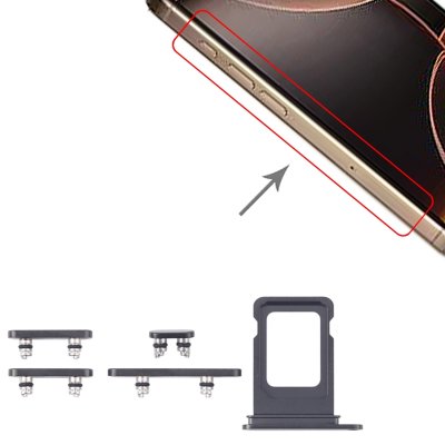 Knappar och Simkorthållare för iPhone 16 Pro/16 Pro Max - Svart