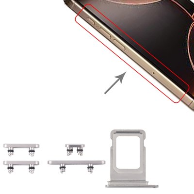 Knappar och Simkorthållare för iPhone 16 Pro/16 Pro Max - Vit