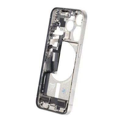 Mittenram med smådelar för iPhone 15 Pro - Vitt Titan OEM