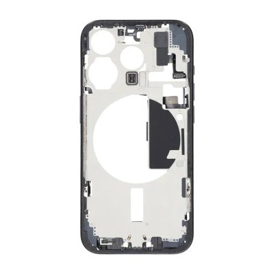 iPhone 15 Pro Back Cover Mittenram Original Blå med smådelar