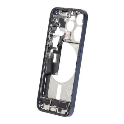 iPhone 15 Pro Back Cover Mittenram Original Blå med smådelar