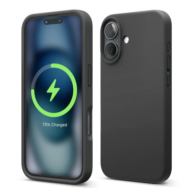 iPhone 16 Mobilskal Silikon Magnet RV - Svart