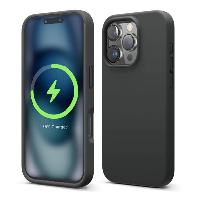 iPhone 16 Pro Mobilskal Silikon Magnet RV - Svart