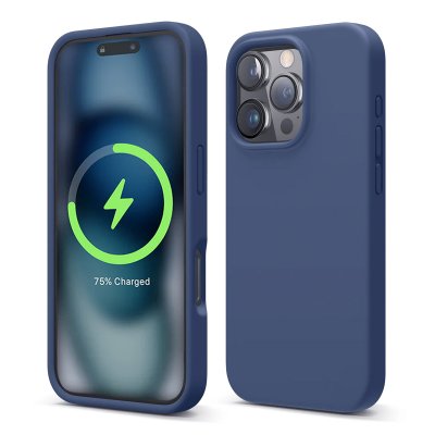 iPhone 16 Pro Mobilskal Silikon Magnet RV - Blå