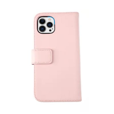 iPhone 13 Pro Max Plånboksfodral i Äkta Läder - Rosa