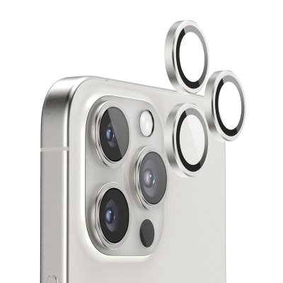 iPhone 16 Pro och 16 Pro Max Kameralins med metallram - Vit