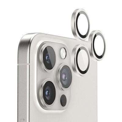 iPhone 16 Pro och 16 Pro Max Kameralins med metallram - Vit