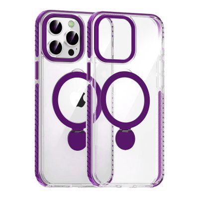 Skal Magsafe till iPhone 14 Pro - Transparent lila med ringstativ