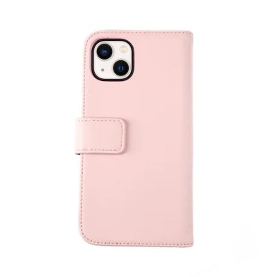 iPhone 13 Mini Plånboksfodral i Äkta Läder - Rosa