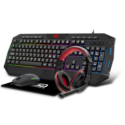 all star good game 4 in 1 gaming bundle med headtset tangentbord mus och musmatta
