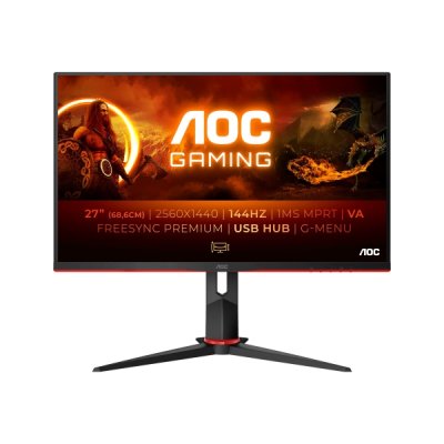 AOC Gaming Q27G2UBK 27 tum 2560x1440 QHD HDMI DisplayPort 144Hz 1 ms MPRT AMD FreeSync Premium Gaming Bildskärm Svart
