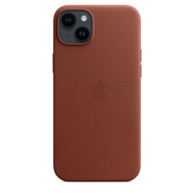 apple iphone 14 plus läderskal med magsafe umber