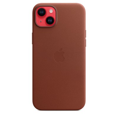 apple iphone 14 plus läderskal med magsafe umber