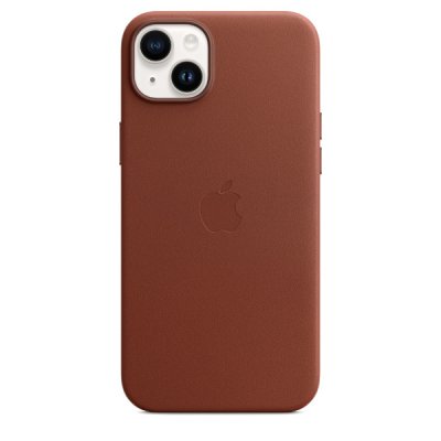 apple iphone 14 plus läderskal med magsafe umber