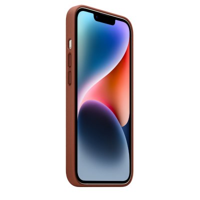 apple iphone 14 plus läderskal med magsafe umber