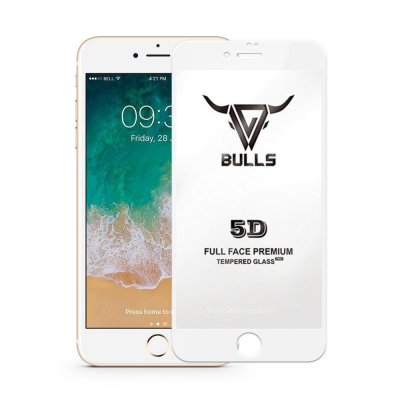 iPhone 7, iPhone 8 skarmskydd vit bulls 5d 9h skydda skarm protection screen.