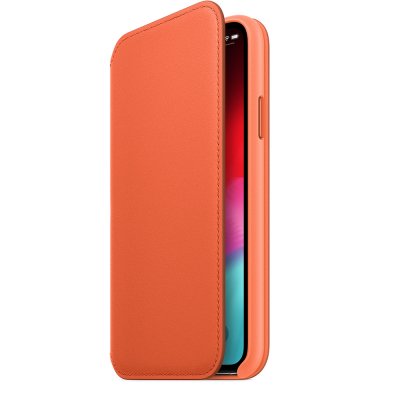 iphone xs sunset folio orange läder fodral läderfodral