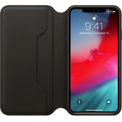 Apple iPhone X läder folio fodral original svart