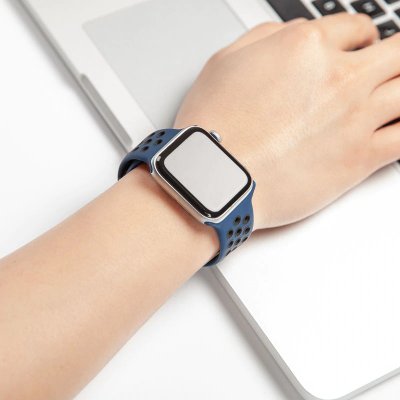 apple watch 40mm 42mm armband navy blå blue svart black