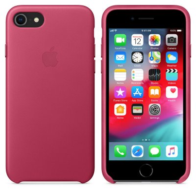Apple Original ​Läderskal för iPhone 8 / 7 - Fuchsia