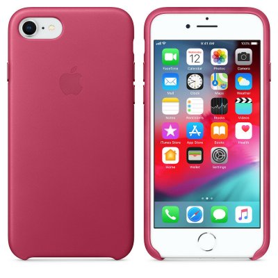 Apple Original ​Läderskal för iPhone 8 / 7 - Fuchsia