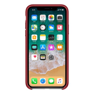 Apple Läderskal Original för iPhone X - Röd