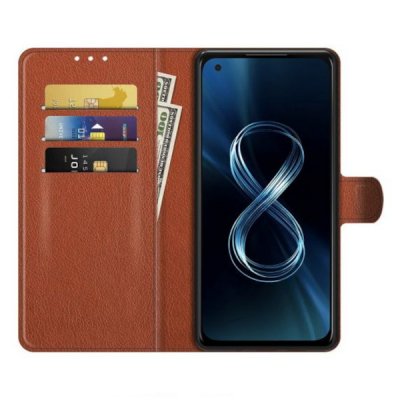 Asus Zenfone 8 5G Plånboksfodral med Stativ Brun
