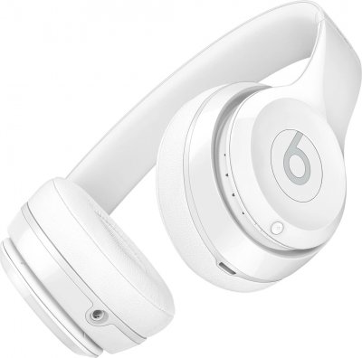 Beats Solo 3 Wireless on-ear hörlurar på örat headphones white vit gloss blank