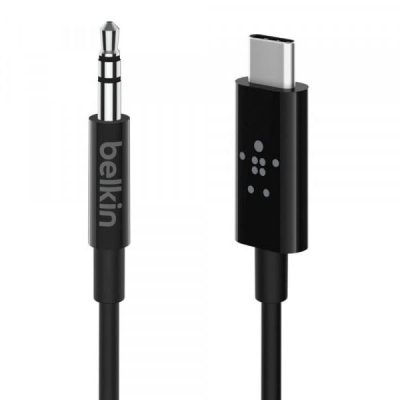 belkin rockstar usb-c till 3.5 mm avec ljudkabel svart