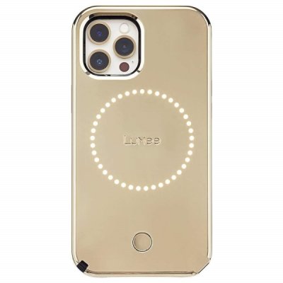 case mate lumee duo iphone 12 iphone 12 pro gold mirror mobilskal med ledbelysningsteknik metallic finish