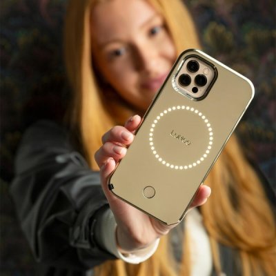 case mate lumee duo iphone 12 iphone 12 pro gold mirror mobilskal med ledbelysningsteknik metallic finish