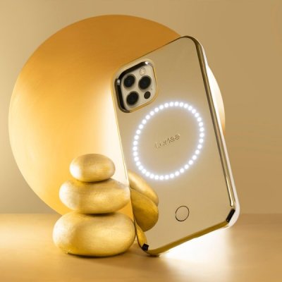 case mate lumee duo iphone 12 iphone 12 pro gold mirror mobilskal med ledbelysningsteknik metallic finish