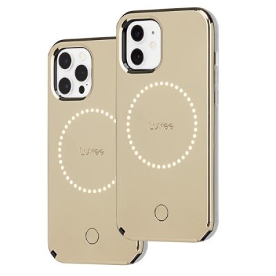 case mate lumee duo iphone 12 iphone 12 pro gold mirror mobilskal med ledbelysningsteknik metallic finish