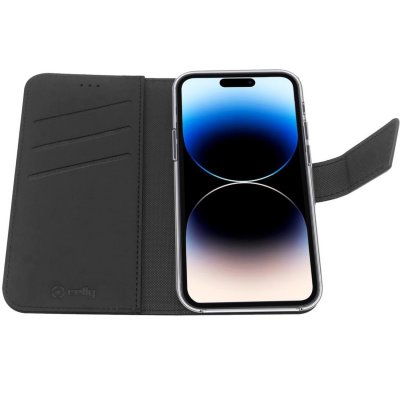 Celly iPhone 14 Pro Plånboksfodral Wallet case - Svart