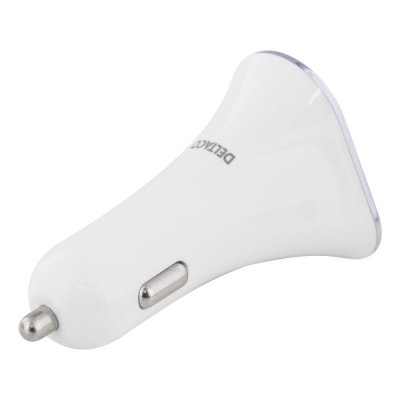 Deltaco Billaddare 5.2 A 26 W 3 x USB Type-A 12-24V DC in - Vit/Silver