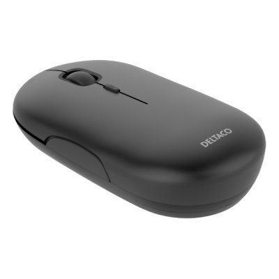 Deltaco Trådlös platt tyst mus 1600 DPI USB mottagare 4 knappar mörkgrå