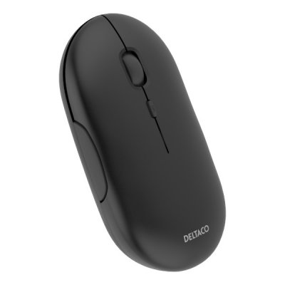 Deltaco Trådlös platt tyst mus 1600 DPI USB mottagare 4 knappar mörkgrå