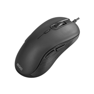 Deltaco Tyst Trådad Ambidextrous Mus 6 knappar 1000 6400 DPI Svart