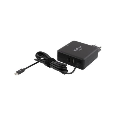 DELTACO 87W USB-C Laptopladdare, 2x USB-A, PD 2.0 - Svart