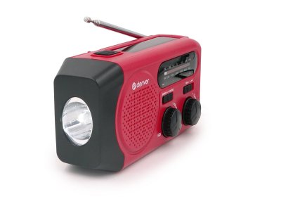 Denver SCR-2010 FM/AM-radio med vev, solcell och ficklampa – Röd