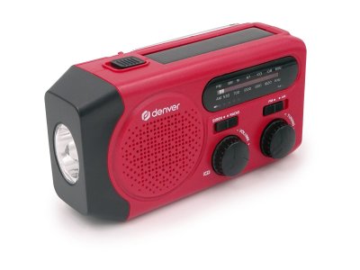 Denver SCR-2010 FM/AM-radio med vev, solcell och ficklampa – Röd