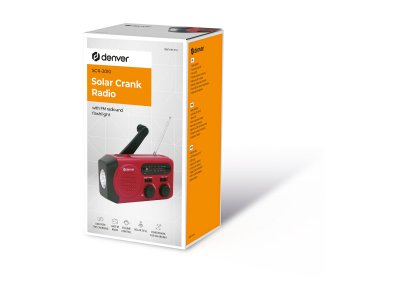 Denver SCR-2010 FM/AM-radio med vev, solcell och ficklampa – Röd