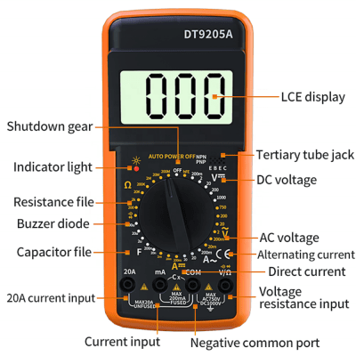 dt9205a ohm amp volt mätare universell testare check analys spänning ström resistens